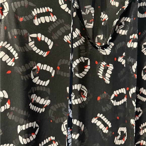 Modcloth Halloween Vampire Black and White Patterned Blouse - Picture 3 of 5
